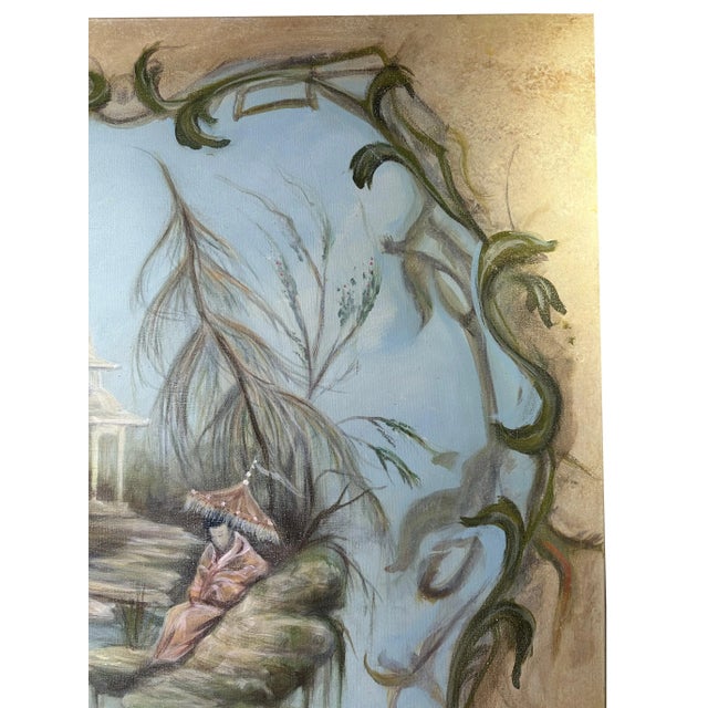 Chinoiserie Late 20th Century Four Panel Set of Chinoiserie Paintings by Artist Richard Holton For Sale - Image 3 of 10