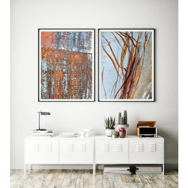 Contemporary Pair of Abstract Industrial Photographs, Abstract Art Prints, Set of Two 30 X 45" Fine Art Photography Prints, Rust Artworks For Sale - Image 4 of 9