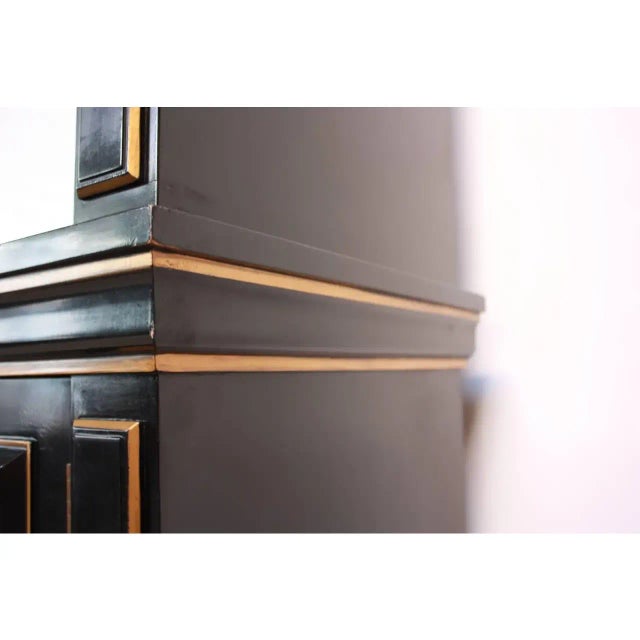 1970s Ebonized Armoire With Milk Glass Doors For Sale - Image 9 of 10