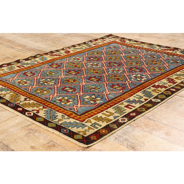 Blue Mid-19th Century Caucasian Shirvan Rug, 03'04 X 04'00 For Sale - Image 8 of 10