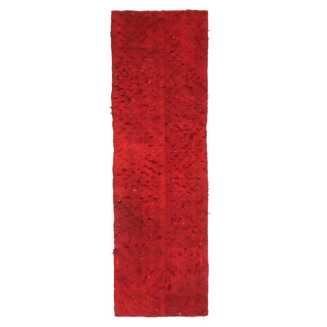 Vintage Turkish Hand-Knotted Wool Cotton Red Kilim Runner Rug For Sale - Image 9 of 9