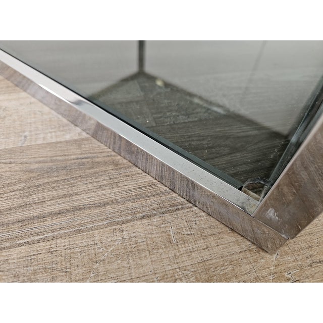 Steel Coffee Table with Two Smoked Glass Shelves, 1970 For Sale - Image 12 of 13
