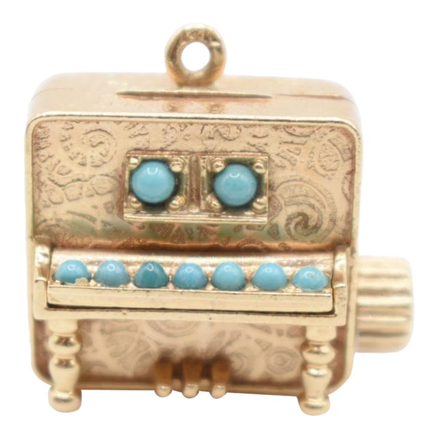 Late 20th Century Colibri Gold and Turquoise "Musical" Piano Charm For Sale