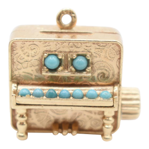 Late 20th Century Colibri Gold and Turquoise "Musical" Piano Charm