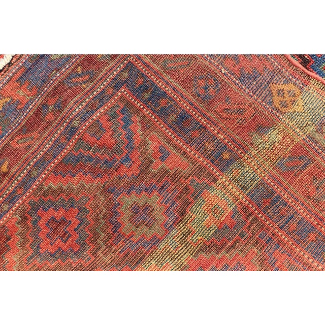 Mid 19th Century Sauj Bulak Kurd Carpet in Soft Colors and Diamond Shapes 4'1 X 5'11 For Sale - Image 11 of 11