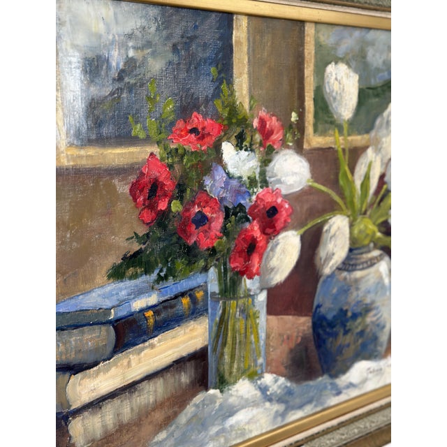 Johan Jacobsson, Tulips and Poppies, 1950s, Oil on Canvas, Framed For Sale - Image 6 of 18