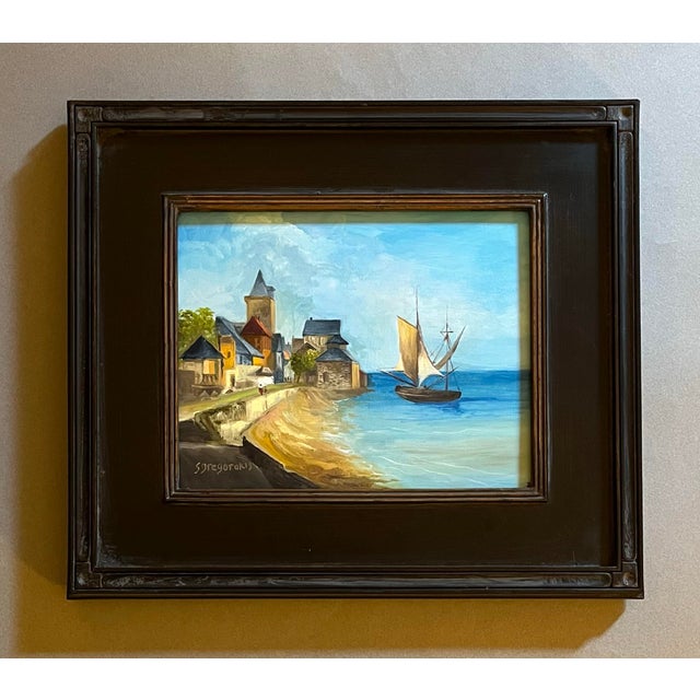 Realism Oil Painting of an Early Netherlandish Genre Scene For Sale - Image 3 of 3