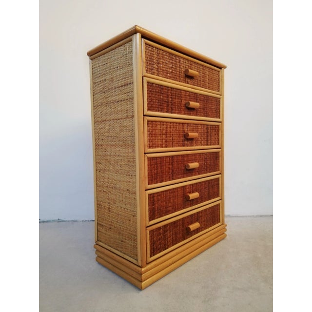 Small Bamboo & Rattan Chest of Drawers, 1970s For Sale - Image 12 of 14
