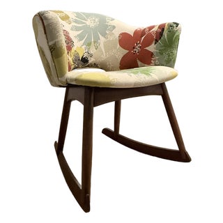 Mid-Century Modern Floral Rocking Chair For Sale
