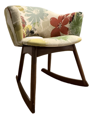 Mid-Century Modern Floral Rocking Chair