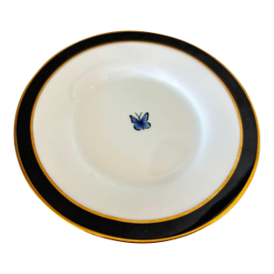Lynn Chase Designs Jaguar Jungle Saucer Dish Black Border and 24k Gold Rim