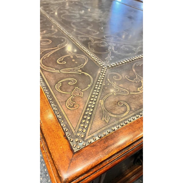 Theodore Alexander Armoury Collection Brass Clad Cocktail Table With Paw Feet For Sale - Image 10 of 12