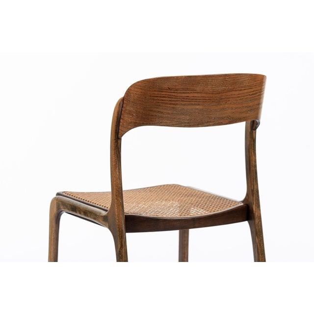 Mid Century Modern French Wood & Cane Wicker Chairs by Baumann For Sale - Image 11 of 13