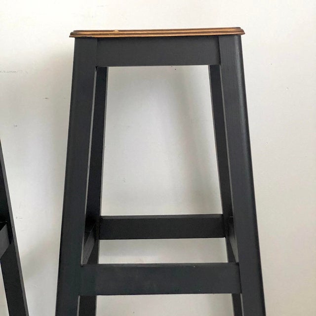 Wood High Workshop Stools, 1950s, Set of 3 For Sale - Image 7 of 9