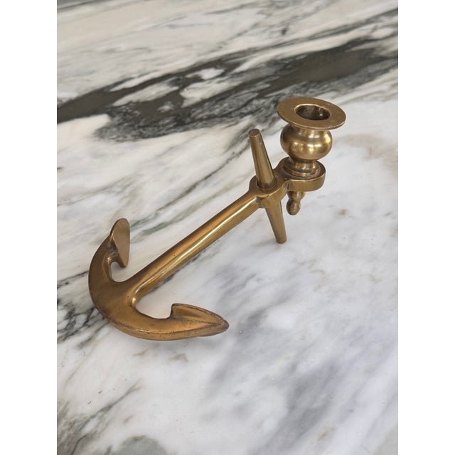 Brass Brass Anchor Candle Holder For Sale - Image 8 of 17