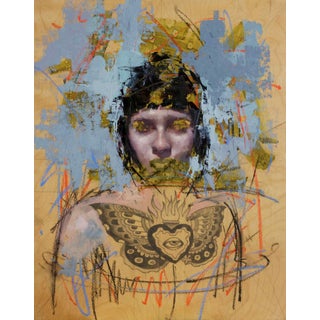 Imprint 82 by John Wentz | Mixed Media Portrait of a figure with abstract elements and tattoos For Sale