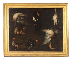 Attributable to Sinibaldo Scorza, Animals in Dark Background, Oil on Canvas