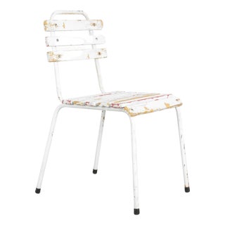 1960s Midcentury Czech White Metal Chair For Sale