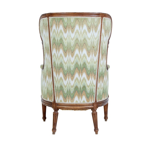 French French Louis XVI Style 1870s Walnut Bergère à Oreilles with Carved Décor For Sale - Image 3 of 9