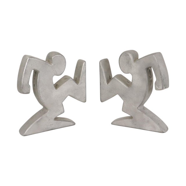 Metal La Linea Bookends by Osvaldo Cavandoli, 1970s, Set of 2 For Sale - Image 9 of 16