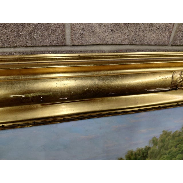 Green Early 20th Century Framed Signed Henrik Gamst Jespersen "The Water Garden" Oil on Canvas For Sale - Image 8 of 13