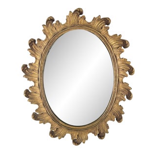 Syroco Wood Oval Wall Mirror, Circa 1965 For Sale