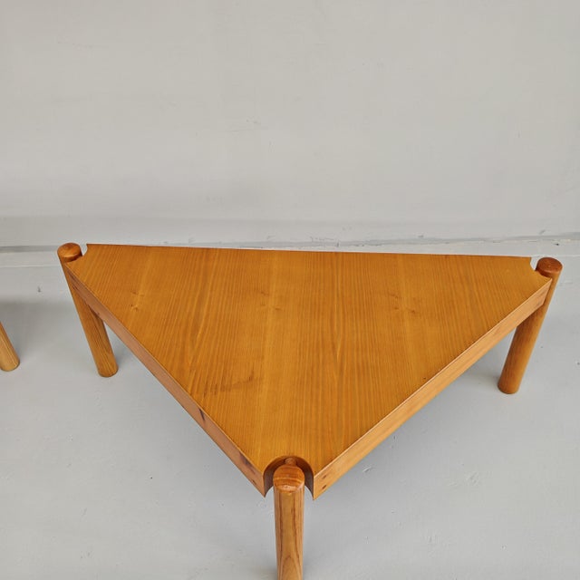Vintage Enolinea Modular Triangular Tables in Light Wood, 1980s, Set of 4 For Sale - Image 10 of 18