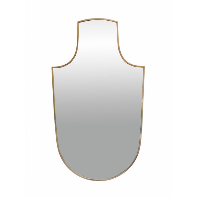 Metal Brass Shield Wall Mirror, Italy, 1950s For Sale - Image 7 of 7