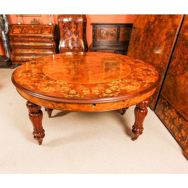 Brown Burr Walnut Marquetry Dining Table and Chairs, 1990s, Set of 17 For Sale - Image 8 of 15