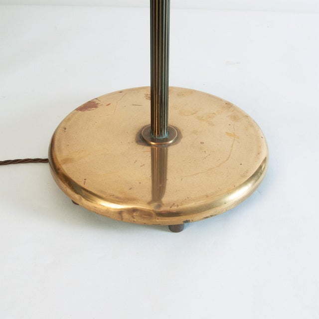 Gold Swedish Floor Lamps with Fluted Stems attributed to Harald Notini, 1930s, Set of 2 For Sale - Image 8 of 9