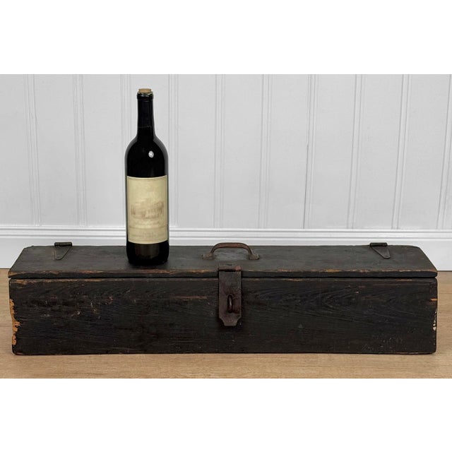 - Original Primitive Farmhouse Tool Box - Solid Wood with Heavily Aged Finish - Unusually Sized - 29" wide - Open Storage...