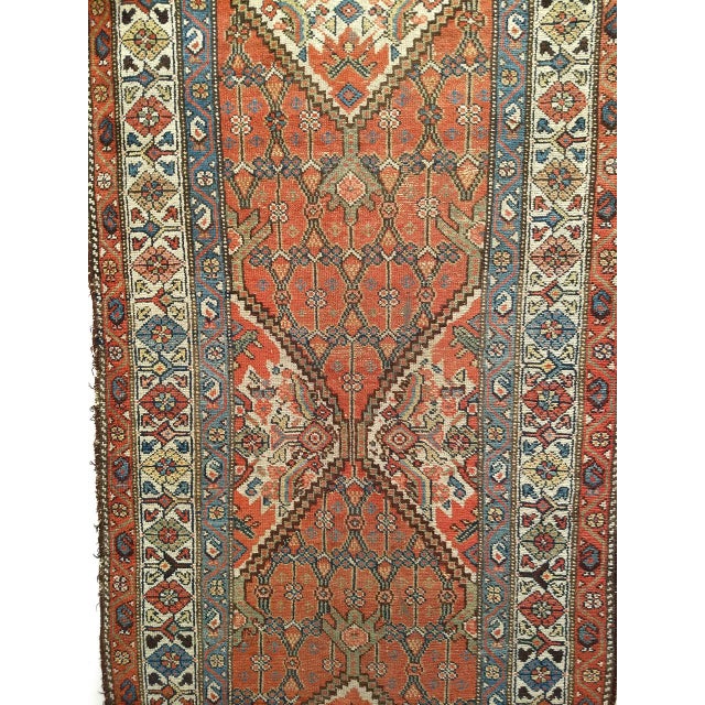 Antique Malayer Runner Rug, Hand-Knotted Wool, Geometric Pattern, 3x16, Terracotta & Ivory For Sale - Image 13 of 18