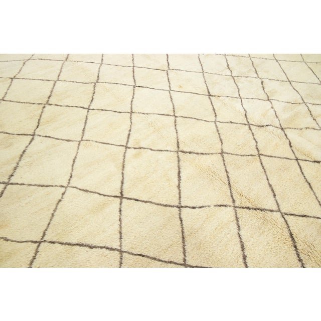 Tribal Modern Moroccan Style Oversize Wool Rug in Beige Color For Sale - Image 9 of 11