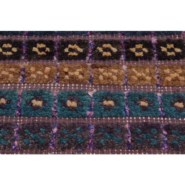Boho Chic Purple/Blue High Low Wool & Silk Rug - 8'11'' X 12'3'' For Sale In New York - Image 6 of 9