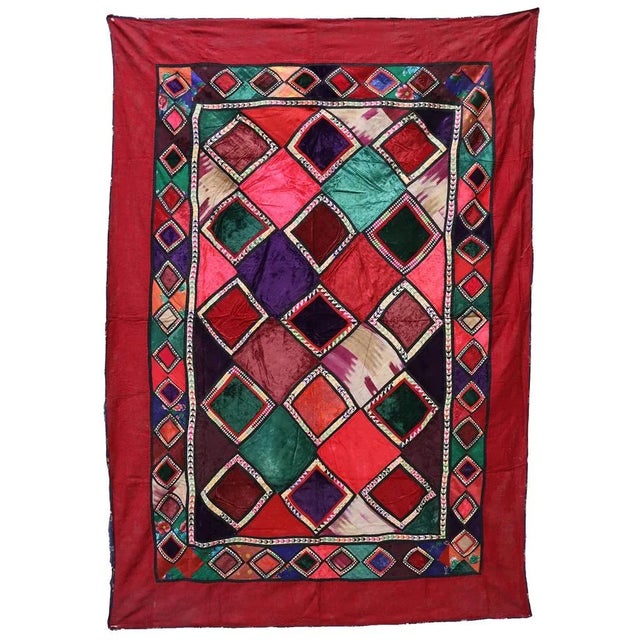 Vintage Embroidered Uzbek Wall Hung Patchwork Tapestry, 1920s For Sale - Image 13 of 13