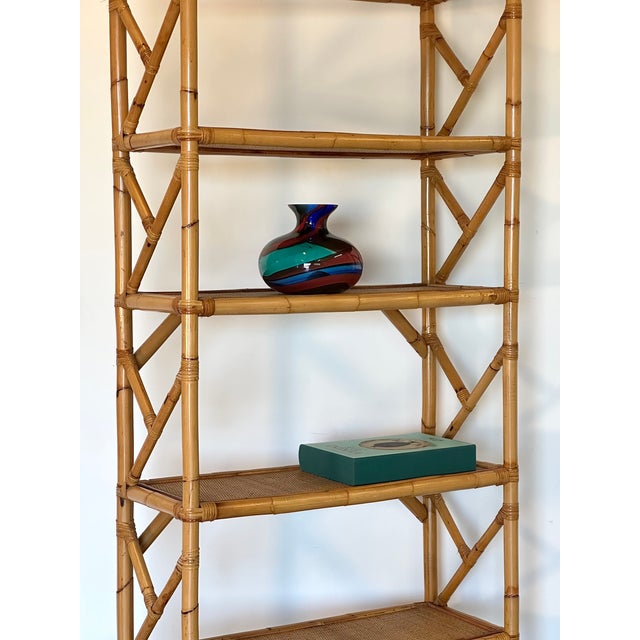 Wicker and Bamboo Bookcase, 1970s For Sale - Image 6 of 11