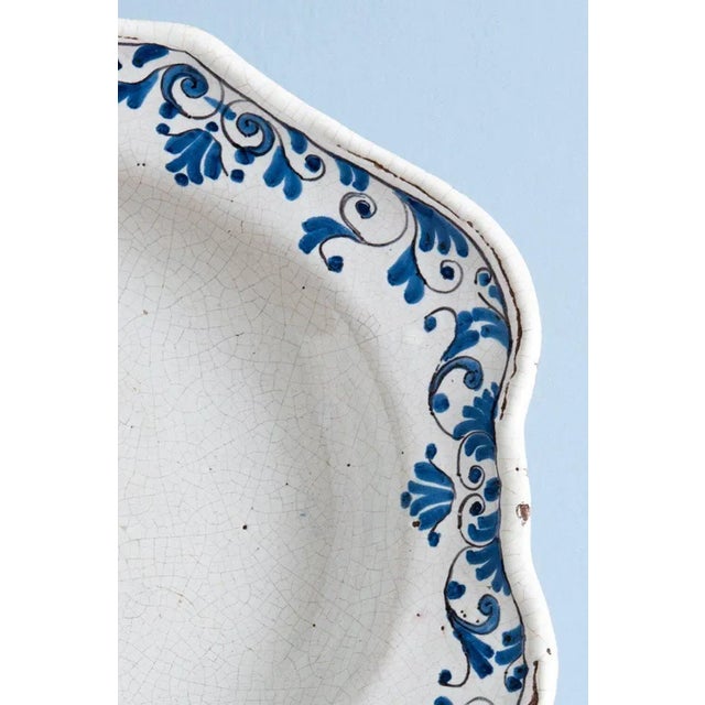 Antique Blue Floral Dish from Strasbourg Faience For Sale - Image 3 of 7