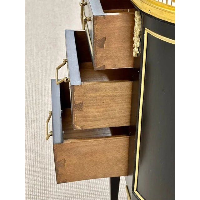Single Ebony Demilune Marble Top Bronze Mounted End / Side Table For Sale - Image 11 of 13