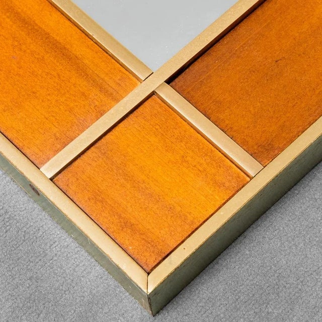Vintage Wall Mirror in Wood & Metal, 1970s For Sale - Image 3 of 7