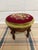 Burgundy Antique Victorian Style Round Footstool For Sale - Image 8 of 9
