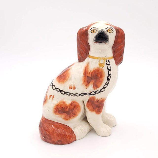Pair of English Staffordshire Spaniels, Circa 1880 For Sale - Image 9 of 10