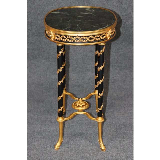 French French Louis XV Style Ormolu and Marble Top Side Table in Manner Weisweiller For Sale - Image 3 of 10