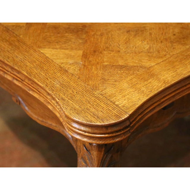 20th Century French Louis XV Oak Parquetry Refectory Dining Table With Leaves For Sale - Image 13 of 13