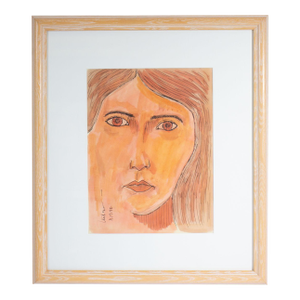 1970 Watercolor and Ink Portrait of a Woman by Harry Hilson