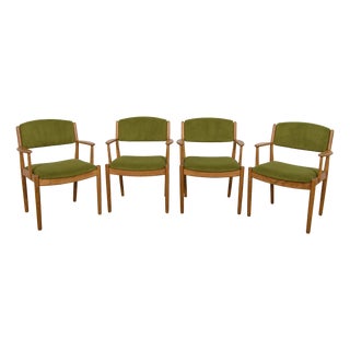 Mid-Century Oak Dining Chairs Model J62 by Poul M. Volther for FDB Mobler, Denmark, 1960s, Set of 4 For Sale