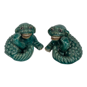 A Pair of Chinese Porcelain Foo Lions