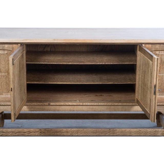 Brutalist Danish Oak Sideboard attributed to Henning Kjærnulf, 1960s For Sale - Image 9 of 14
