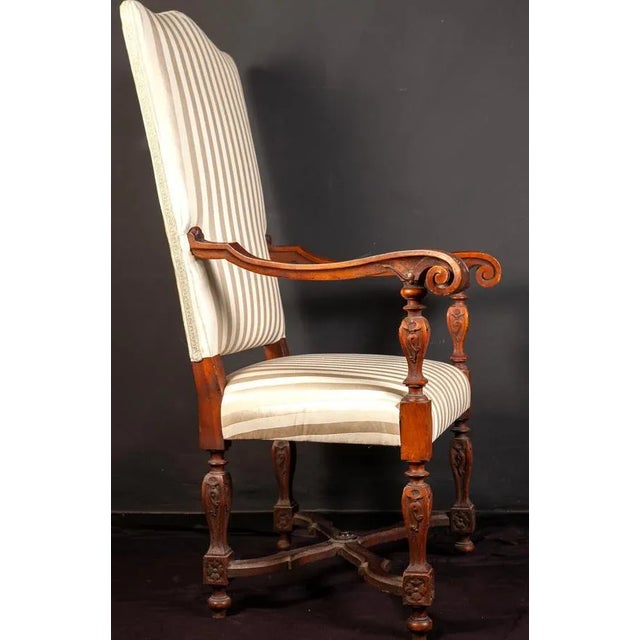 Set of 19th Century Italian Walnut Carved Armchairs For Sale - Image 6 of 9