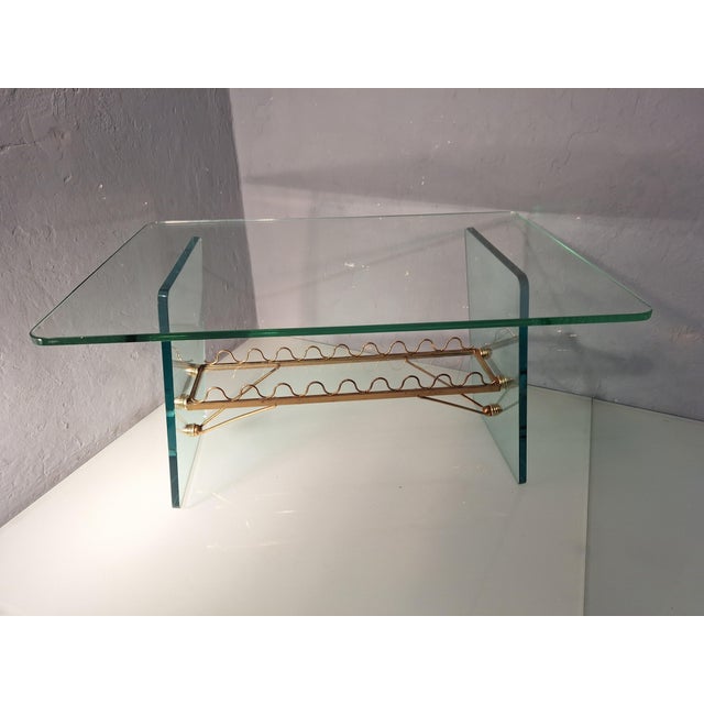 Coffee Table with Glass Top and Legs and Brass Scrolls attributed to Gio Ponti for Fontana Arte, 1940s For Sale - Image 14 of 17