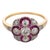 Traditional 1910s Edwardian Diamond Ruby 14k Yellow Gold Platinum Cluster Ring, Size 7.25 For Sale - Image 3 of 6
